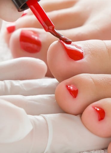 Toenails with Red Nail Polish